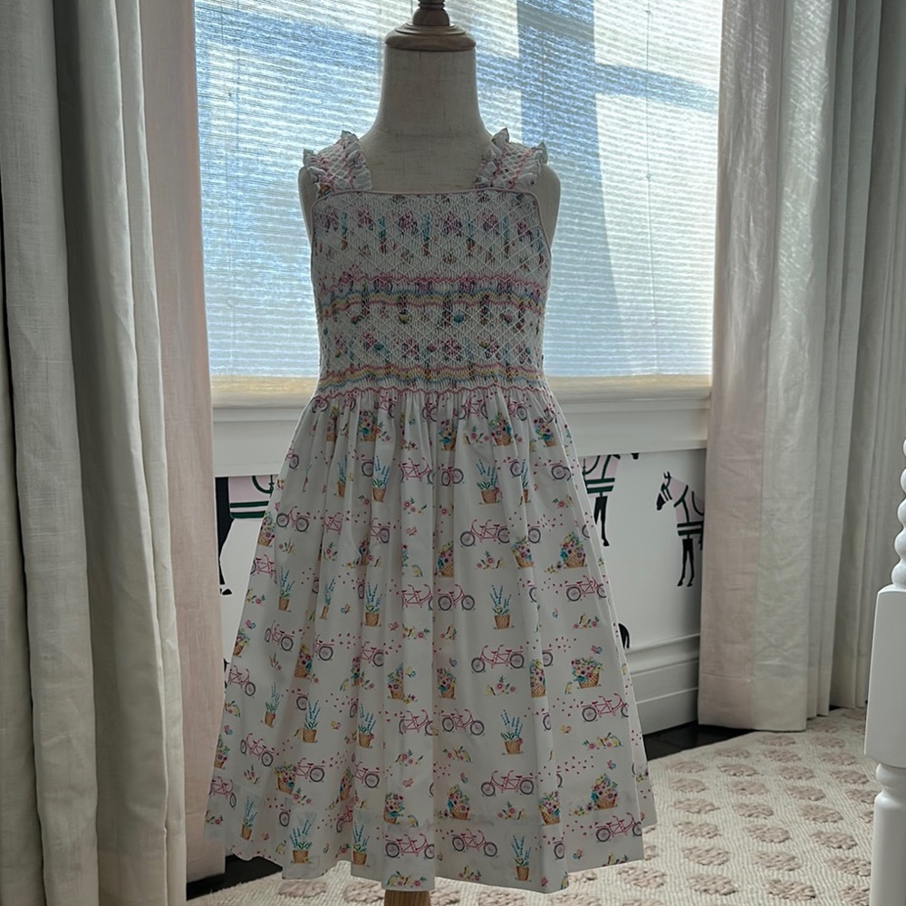 ANAVINI Charming Kids Dress with Bicycle Print
